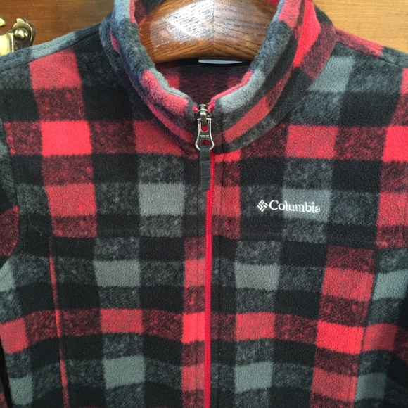 Columbia Boys Fleece Jacket Plaid Full Zip - Picture 3 of 10